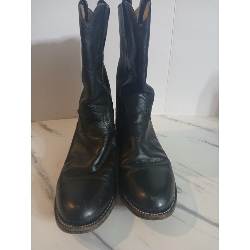 Justin 3703L Cora Women's Classic Ropers Leather Cowboy Boots Black Size 7C - Picture 3 of 12